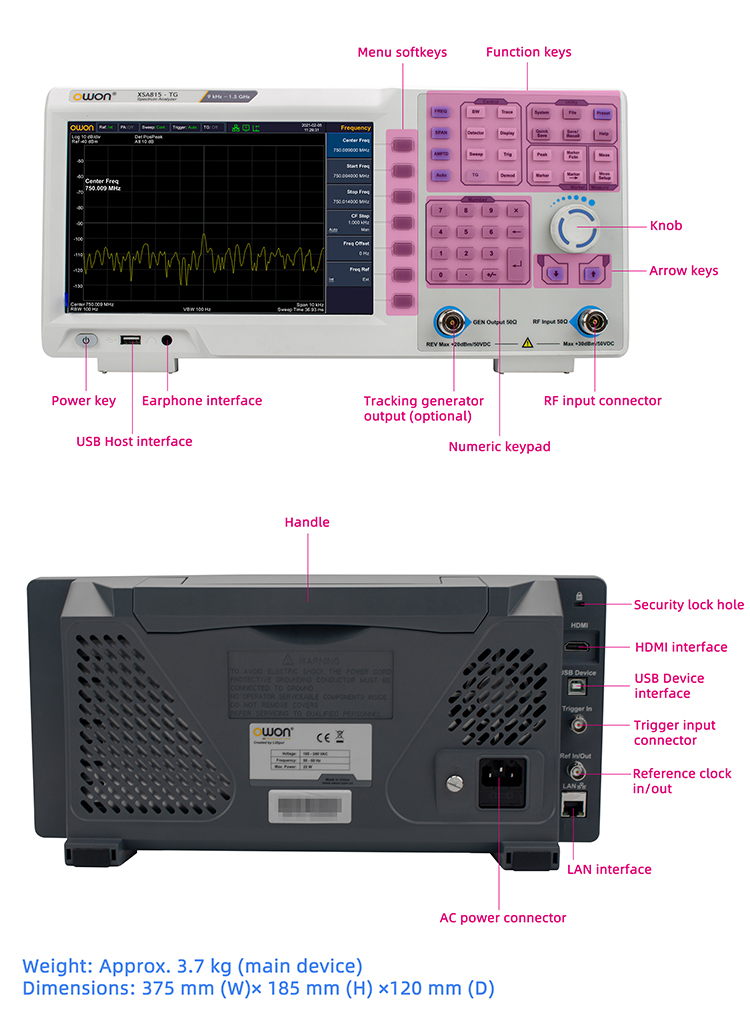 Spectrum Analyzer Tracking Generator 1.5Ghz - Tragbarer Spektrumanalysator 9kHz bis 1,5GHz mit
