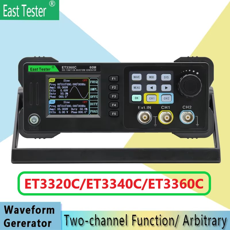 Dual Channel Arbitrary Waveform Function Generator 60Mhz - East Tester ET3320/40/60C Mini-Zweikanal-Funktion/Arbiträrer Wellenformgenerator Signalquelle
